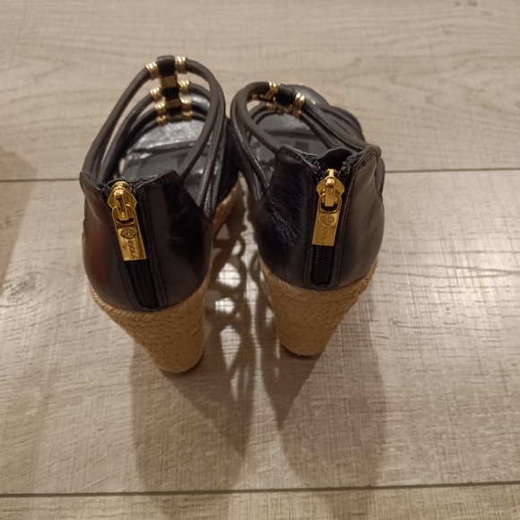 Isola Yara Black Espadrilles Wedge Sandal Women's Size 8 - Picture 3 of 4